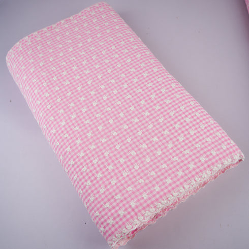 Check Thread Work Cotton Fabric- F4484